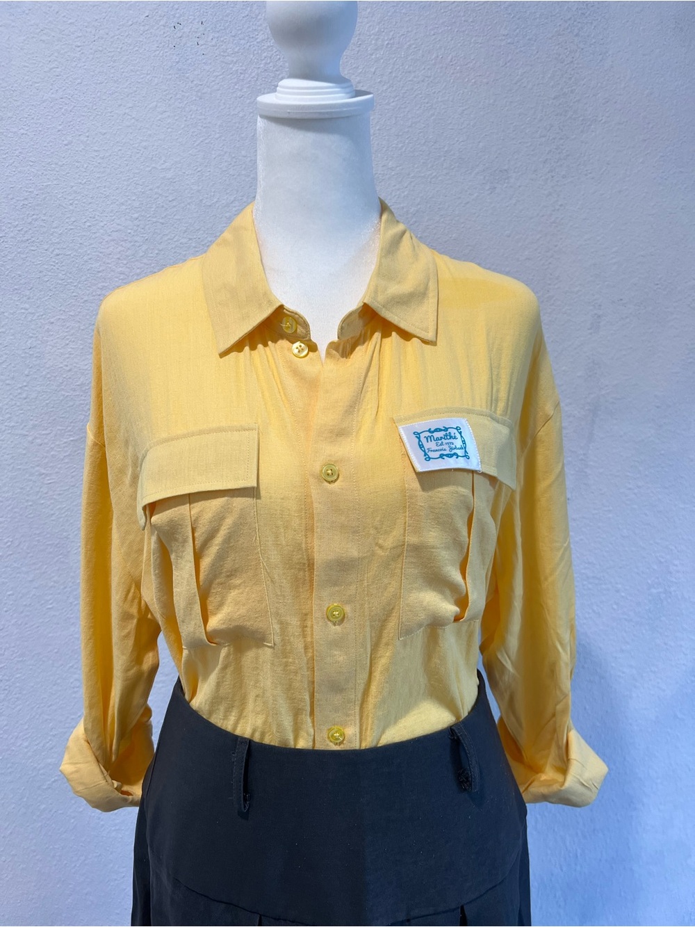 Marithe Francois Girbaud Yellow Hooded Shirt